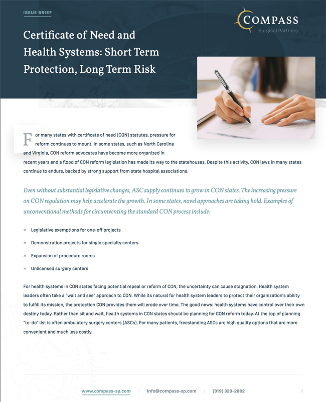 Certificate of Need and Health Systems: Short Term Protection, Long Term Risk